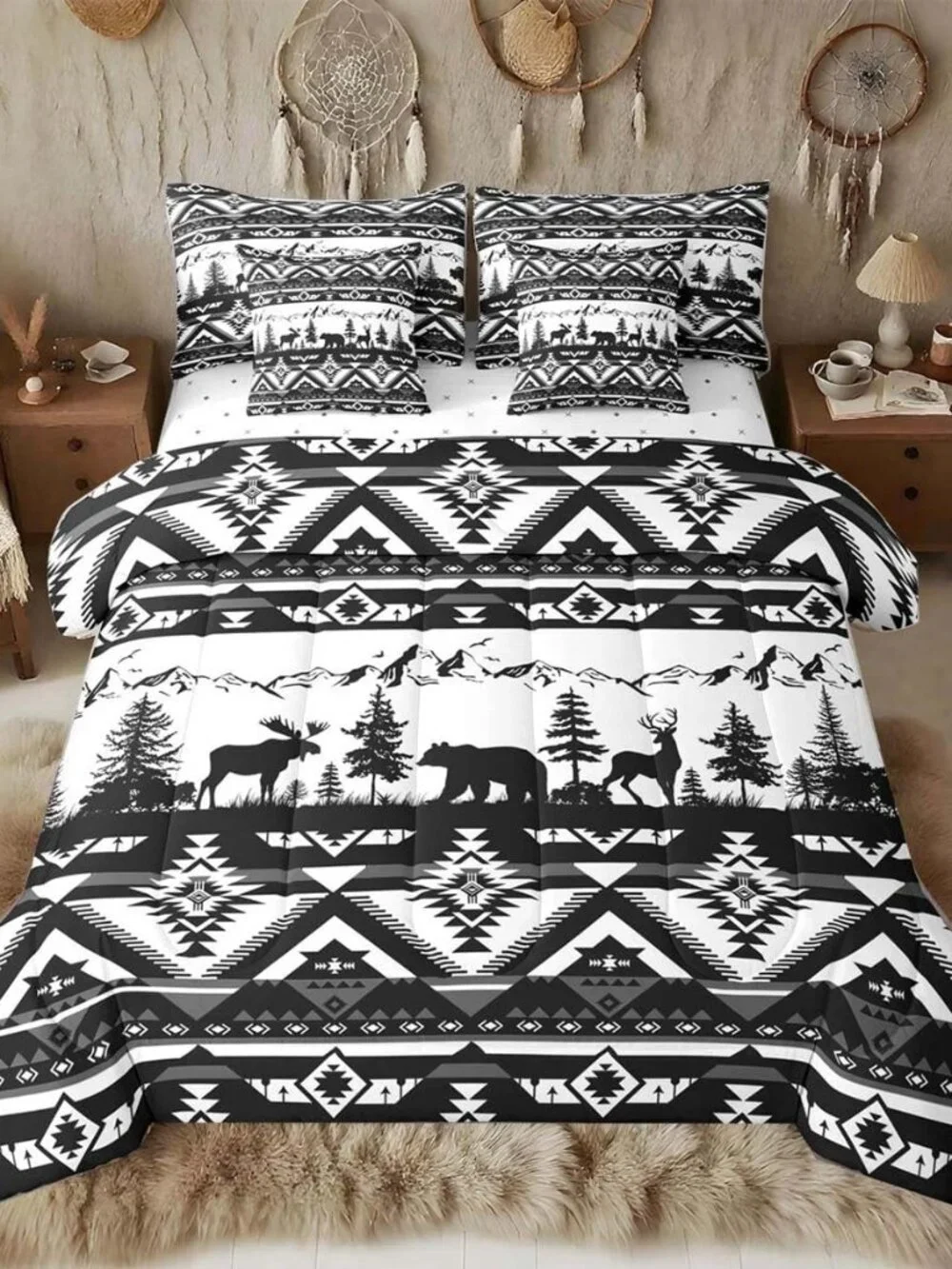 Western Comforter Set Queen Size 7 Pieces Southwestern Aztec Bedding Set for Kid